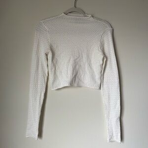 Wild Fable White Long Sleeve Textured Top